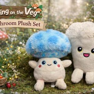 Living on the Veg Mushroom Plush Set of 2 Cottagecore